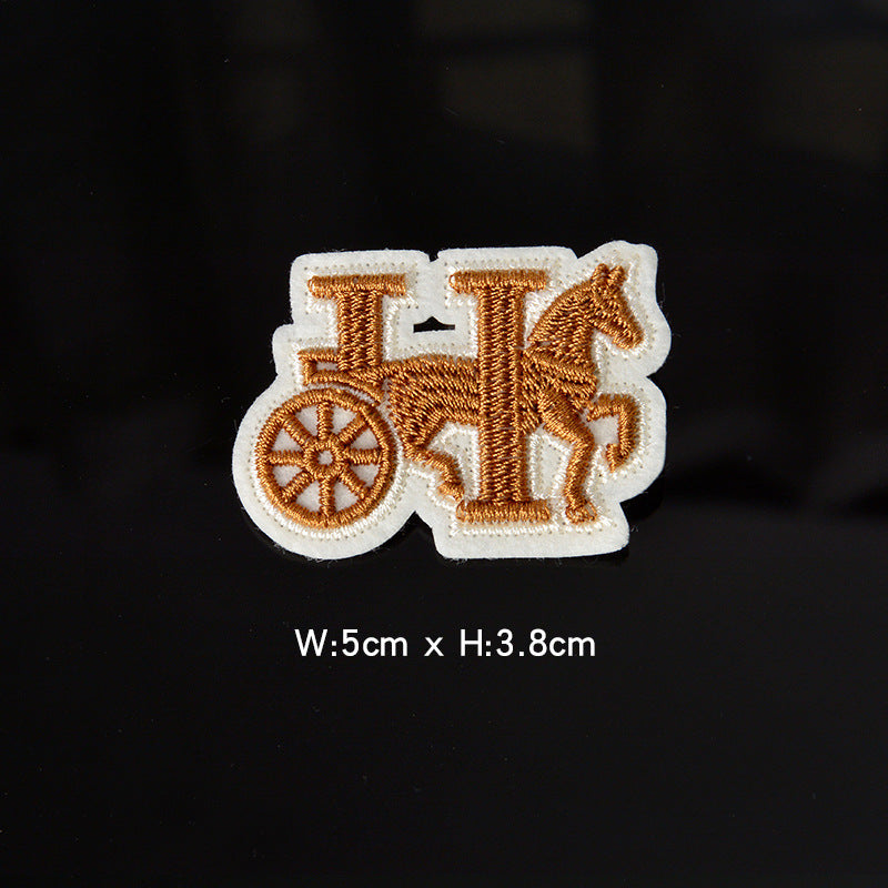 Wholesale Stylish 3D Embroidered Letter A Patch Polyester Adhesive Backing Cartoon nut Tree Design DIY Towel Decorative Craft Supply Boutique Resale