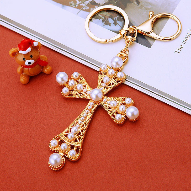 Wholesale Metal Crystal Four Leaf Clover Keychain Rhinestone Bag Charm Car Key Ring Fashion Accessory
