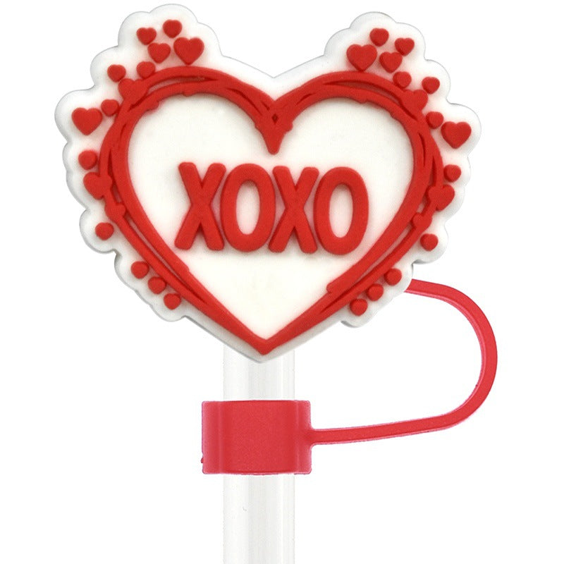 Wholesale Random 100pcs Valentine' s Day Love Water Cup  10mm Universal Party Straw Tube Cap
