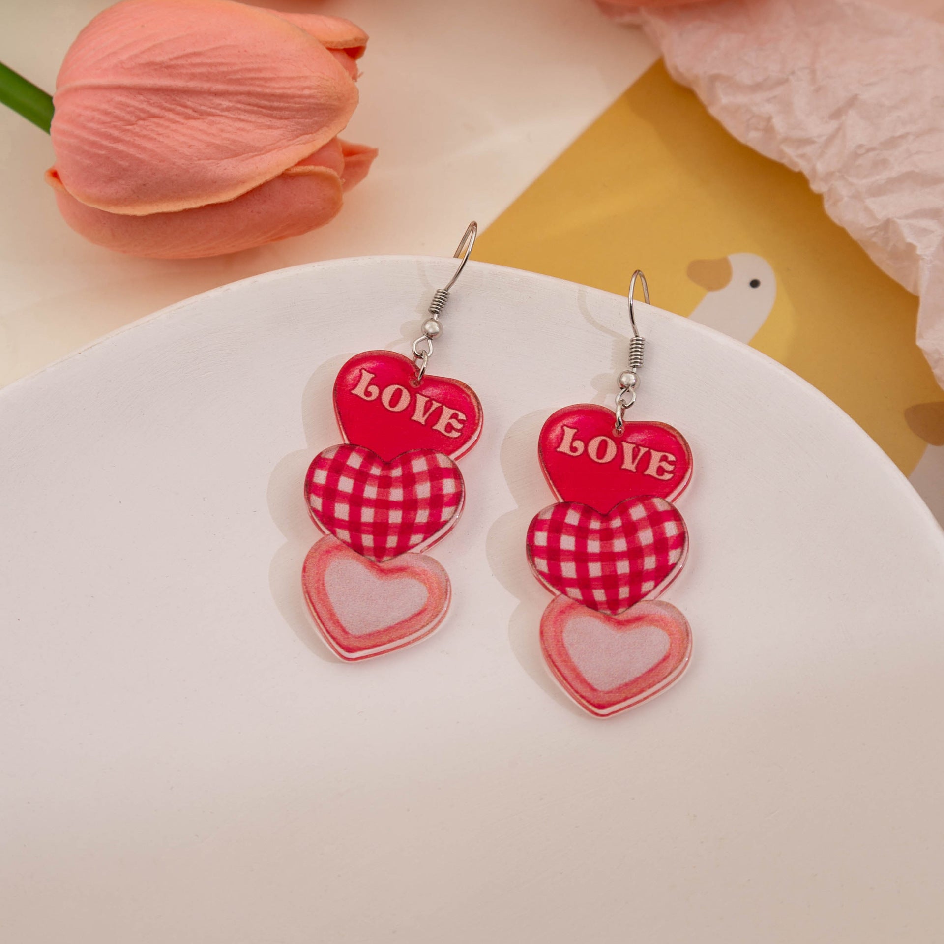 Wholesale Valentine's Day Love Gnome Flamingo LOVE Acrylic Earrings