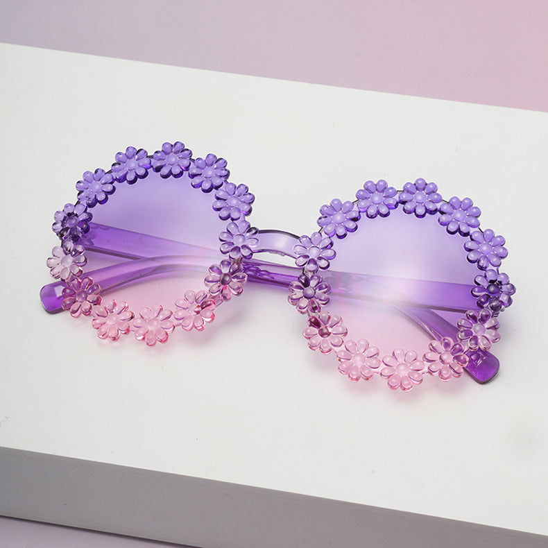 Wholesale daisy children's round petal cute UV protection sunglasses
