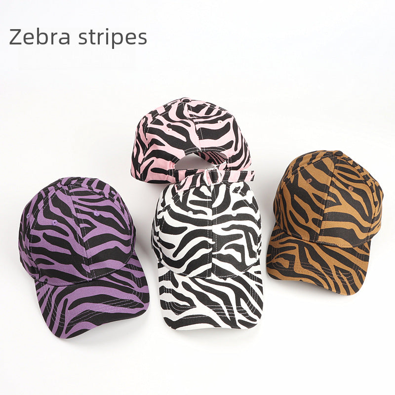 Wholesale Cartoon Cow Printed Curved Brim Baseball Cap Leopard Print Duckbill Cap