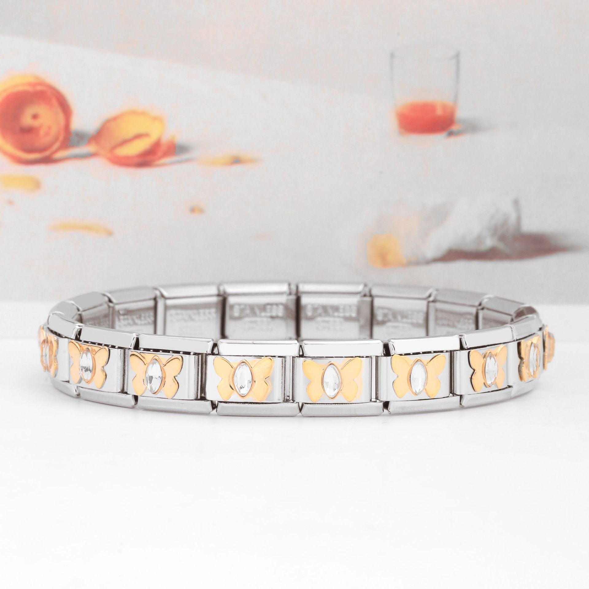 Wholesale Italian Charm Bracelet Crab Butterfly Dragonfly Crown Jewel Stainless Steel Elastic Hand Buckle Accessories Charms