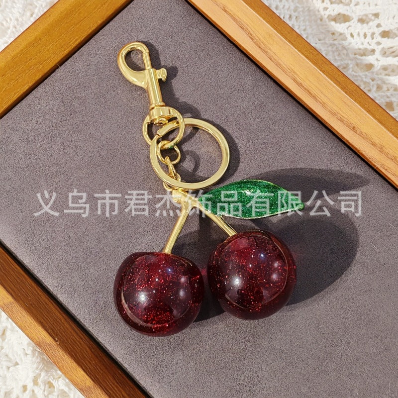 Wholesale Cherry Fashion Exquisite Crystal Resin Cherry Car Keychains