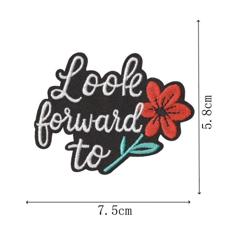 Wholesale Embroidered Iron On Patches Modern Black White Heart Quote Design 9Pc Heat Glue DIY For Clothing Bags Towels