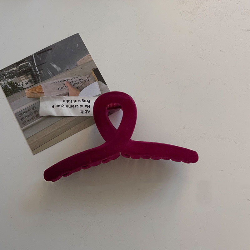 Wholesale Red Flocked Crimson Christmas Hair Clip  Velvet Hair Accessories