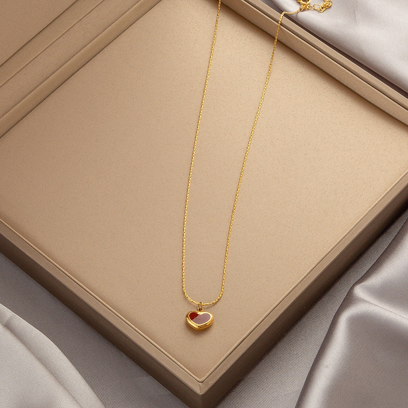 Wholesale  Accessible Luxury Niche Emerald Titanium Steel Necklace Women' s Ins Style