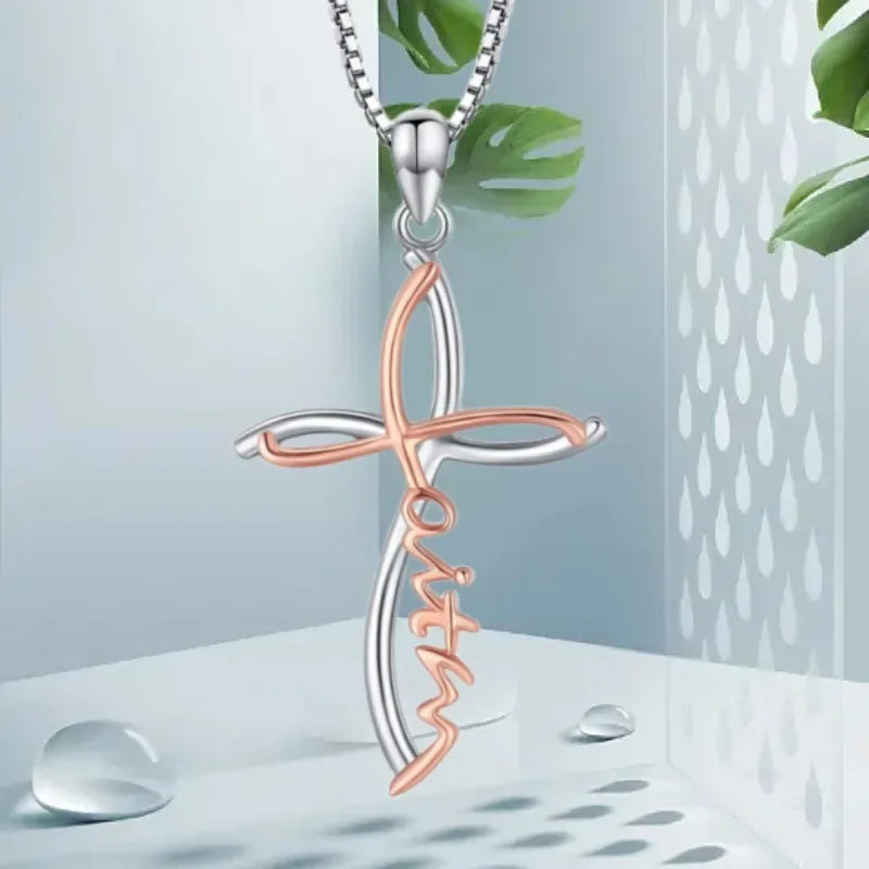 Wholesale design Diamond-embedded niche Hollow Cross necklace