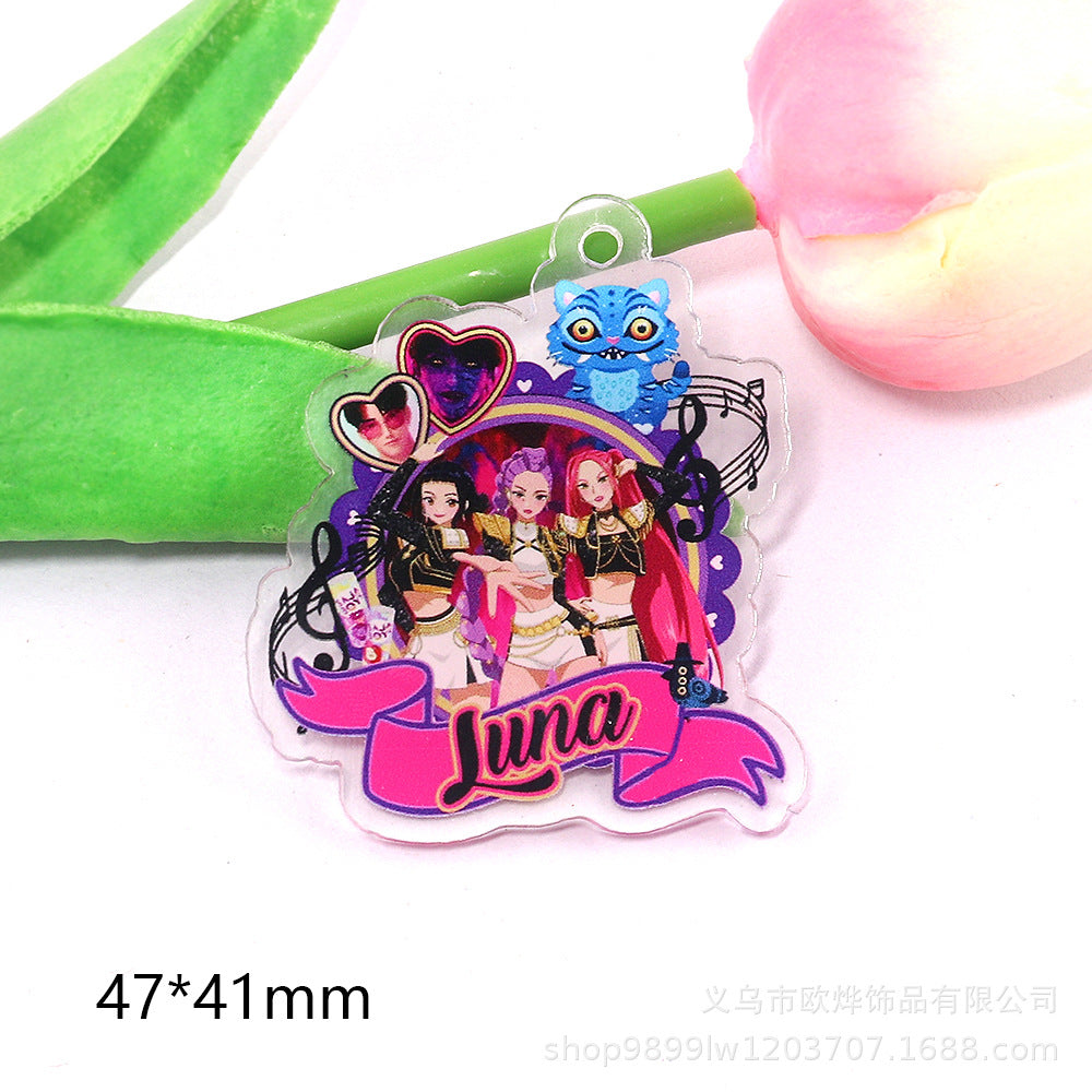 Wholesale 10pcs/ pack Cartoon Girl Cute Pendant Acrylic DIY Accessories