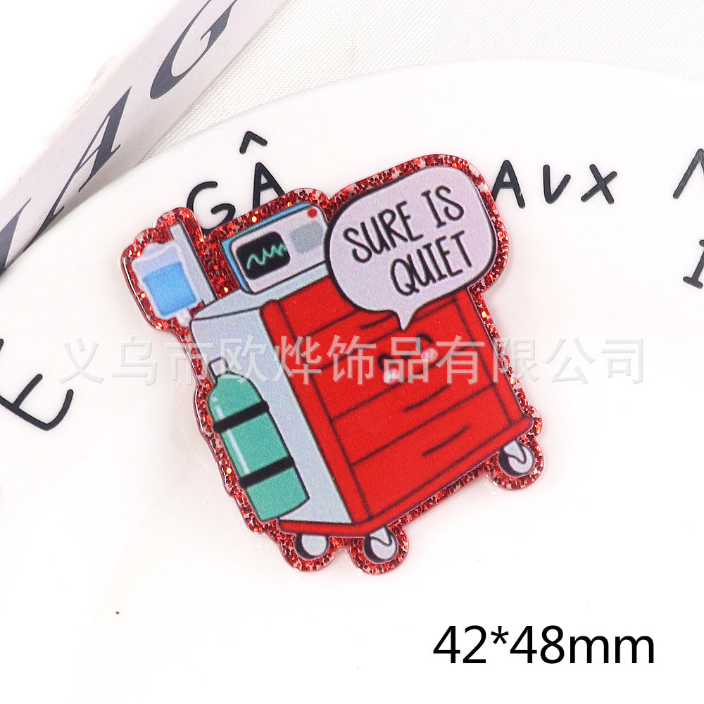 Wholesale 10pcs loose powder cartoon nurse clothes letters acrylic DIY patch accessories