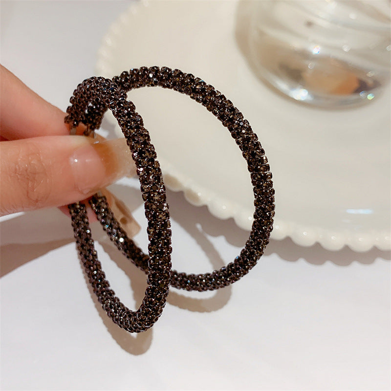 Wholesale Fashion Light Luxury Diamond Large Women's Round Simple Elegant Earrings