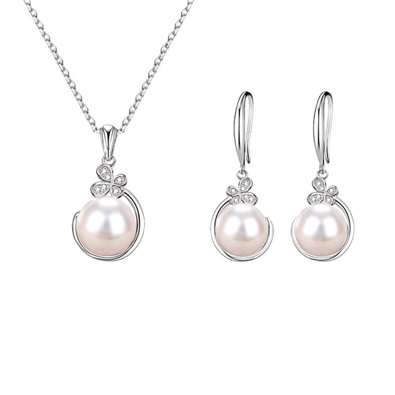 Wholesale Butterfly Necklace Earrings Pearl Jewelry Set