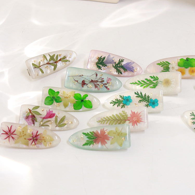 Wholesale 6pcs Pearlescent Real Flower Hairpins