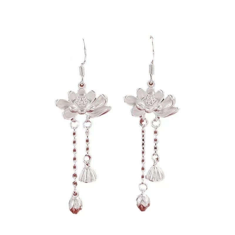 Wholesale Lotus Tassel Earrings Ancient Style Cheongsam Ear Hooks Mother's Day