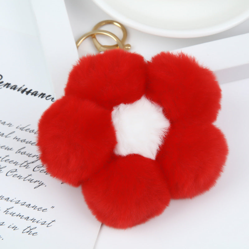 Wholesale Flower Ball Plush Small Flower Keychain