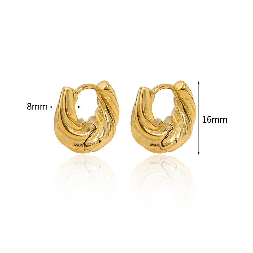 Wholesale Titanium Steel Wavy Shaped Earrings Fashionable 18K Gold Plated Stainless Steel Earrings