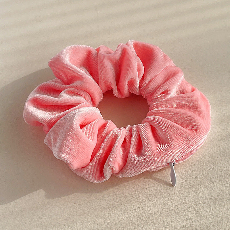 Wholesale Velvet Creative Zipper Pig Intestine Pleated Ponytail Head Rope