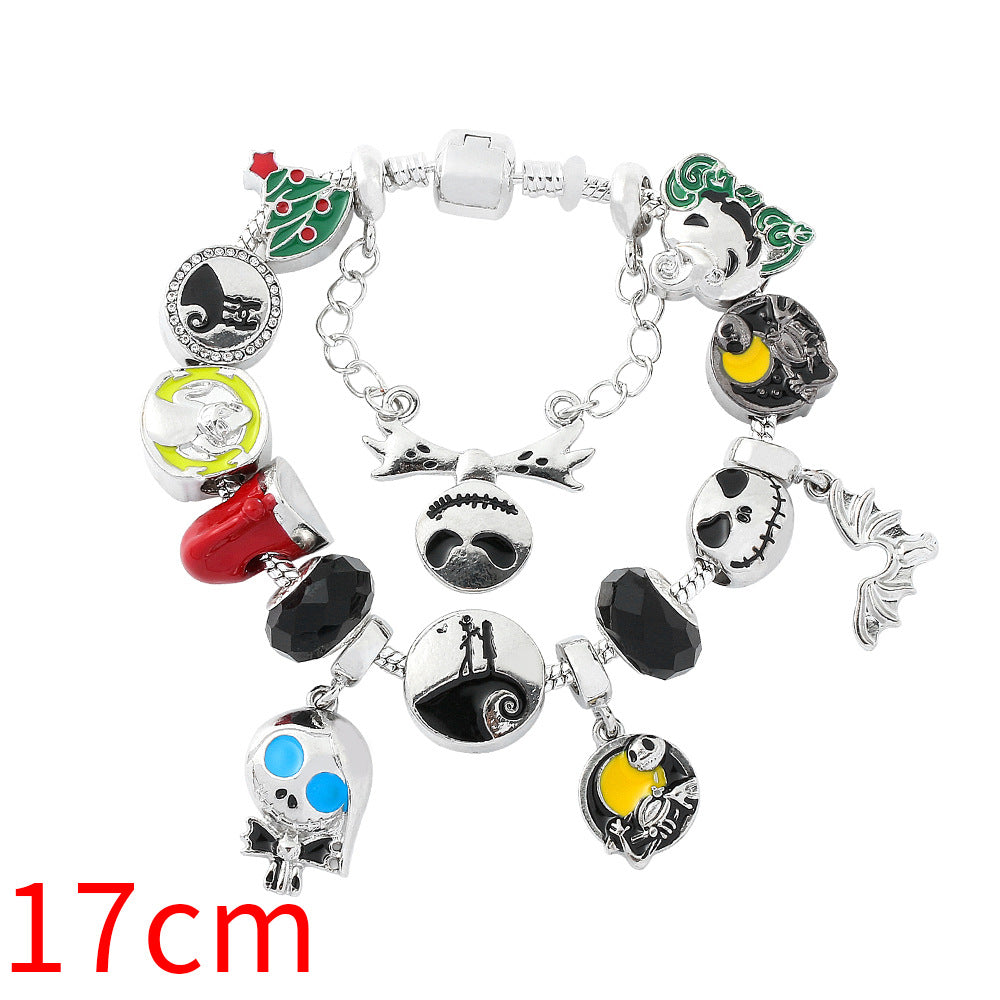 Wholesale 2PCS Halloween Pumpkin Head Spider Bat Ghost Alloy Bracelet