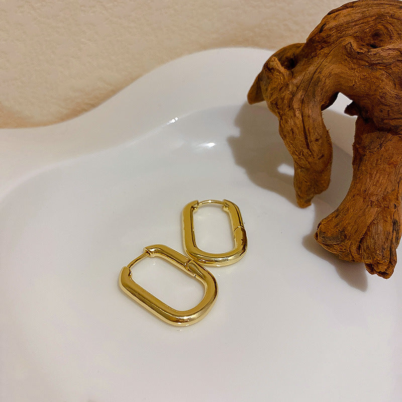 Wholesale Electroplated Bean Metal Earrings