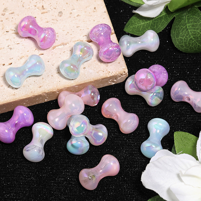 Wholesale 100pcs  Acrylic Transparent Colorful Puppy Bone Beads Cashew Pierced Loose Beads