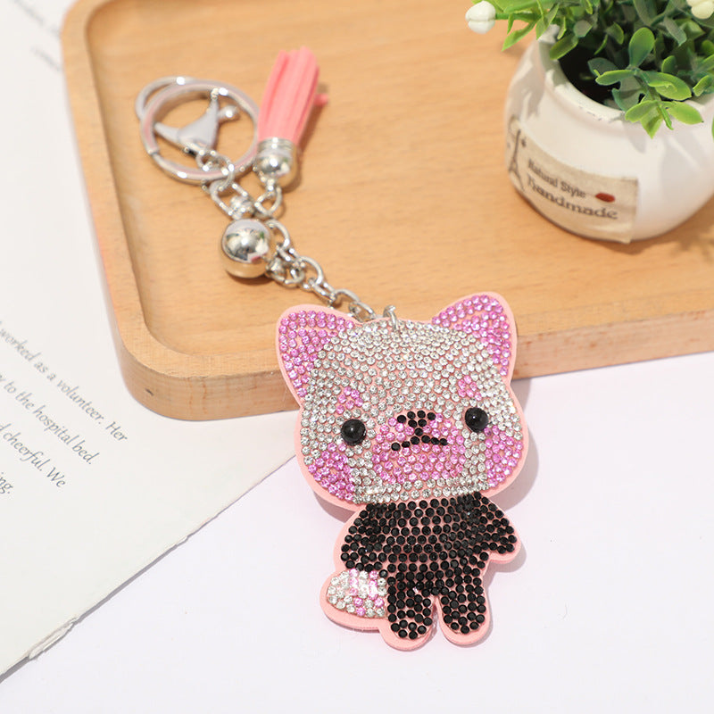 Wholesale Hot Diamond Velvet Cloth Teddy Bear Keychains