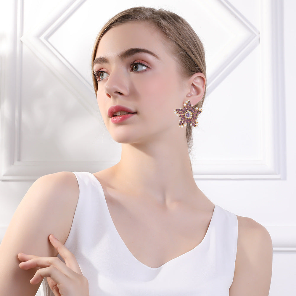 Wholesale Creative Pentagram Zinc Alloy Earrings