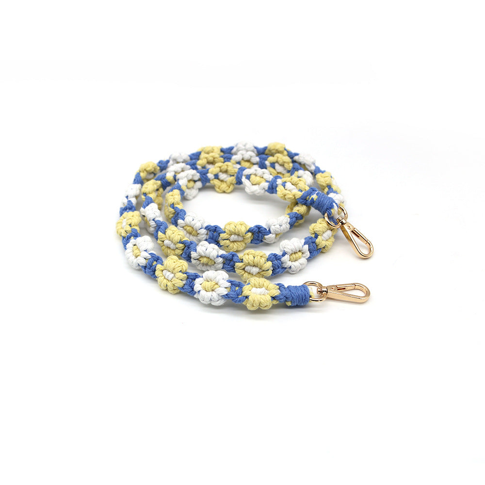 Wholesale Daisy Flower Cotton Rope Woven Mobile Phone Lanyard Keychain