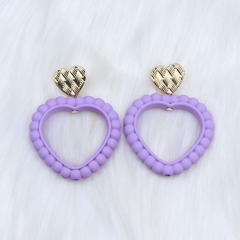 Wholesale Valentine's Day Heart Hollow Acrylic Earrings
