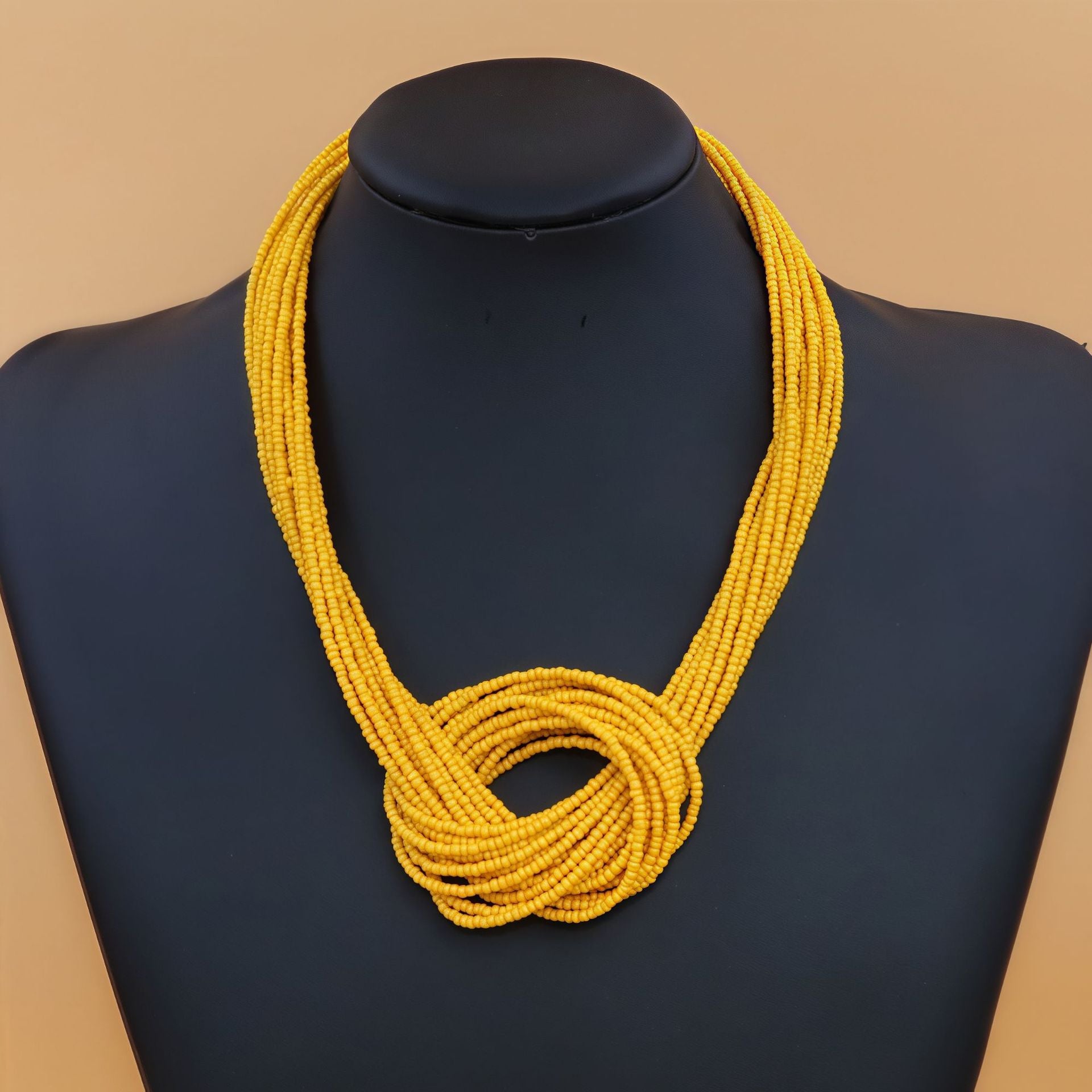 Wholesale Layered Beaded Knot Necklace