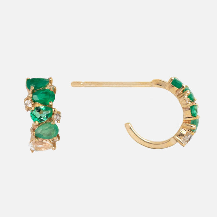 Wholesale Copper Electroplated Retro Birthstone Earrings Gradient U Shape Style Chic Fashion Accessory For Daily Wear