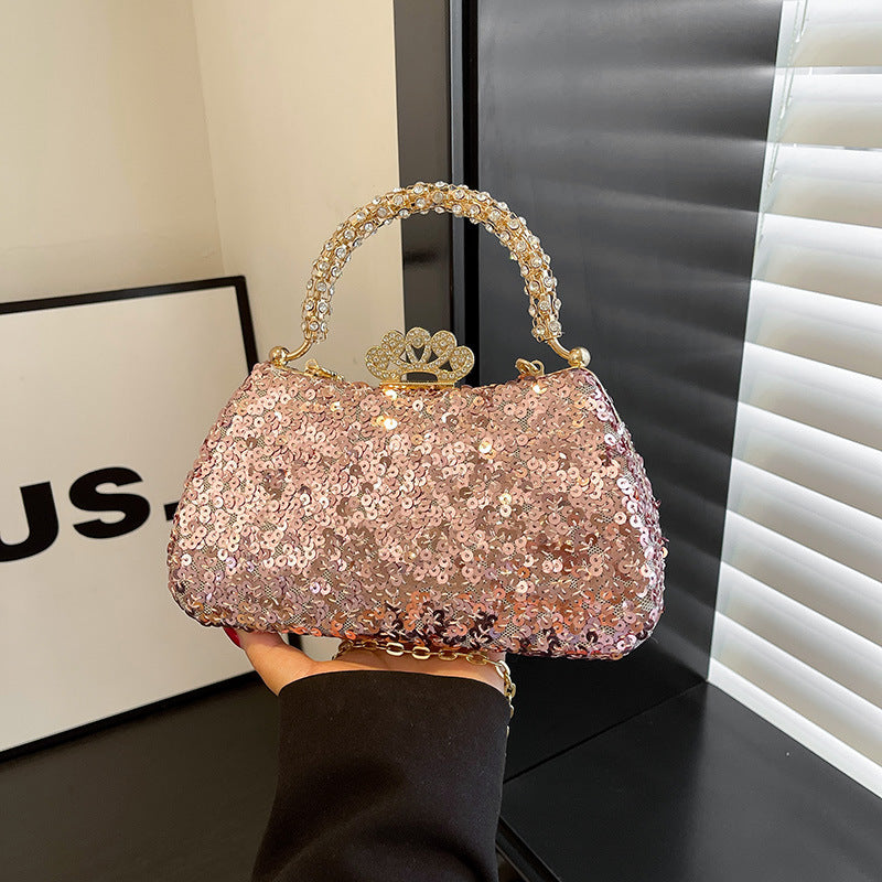 Wholesale pu leather sequined handbag