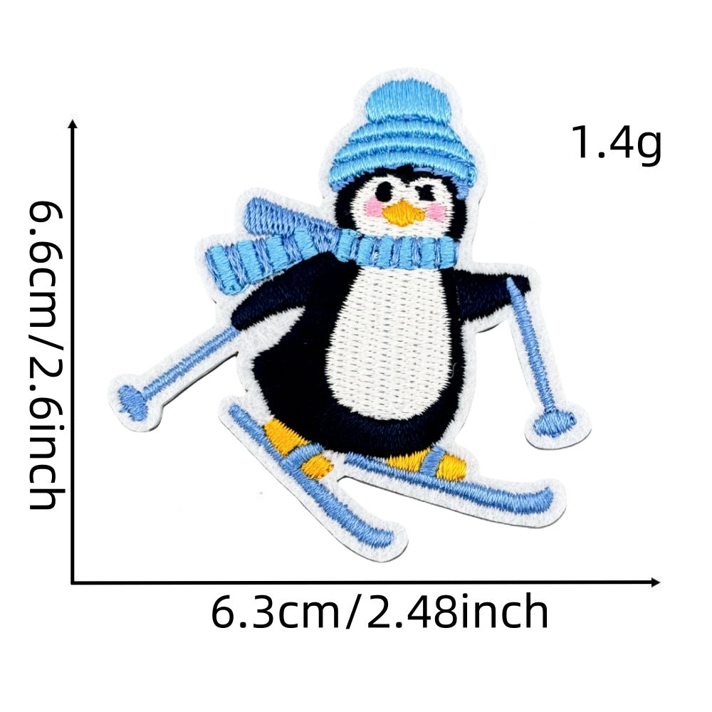 Wholesale Chic Blue Doodle Christmas Embroidery Patches Clothing Applique Stickers DIY Fashion Accessory Gift