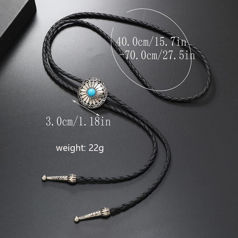 Wholesale Turquoise Flower Alloy Oil Dropping PU Polo Collar Necklace Long