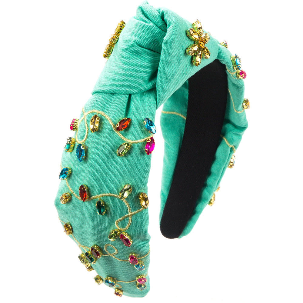 Wholesale Baroque Hand-stitched Glass Diamond Flower Headband