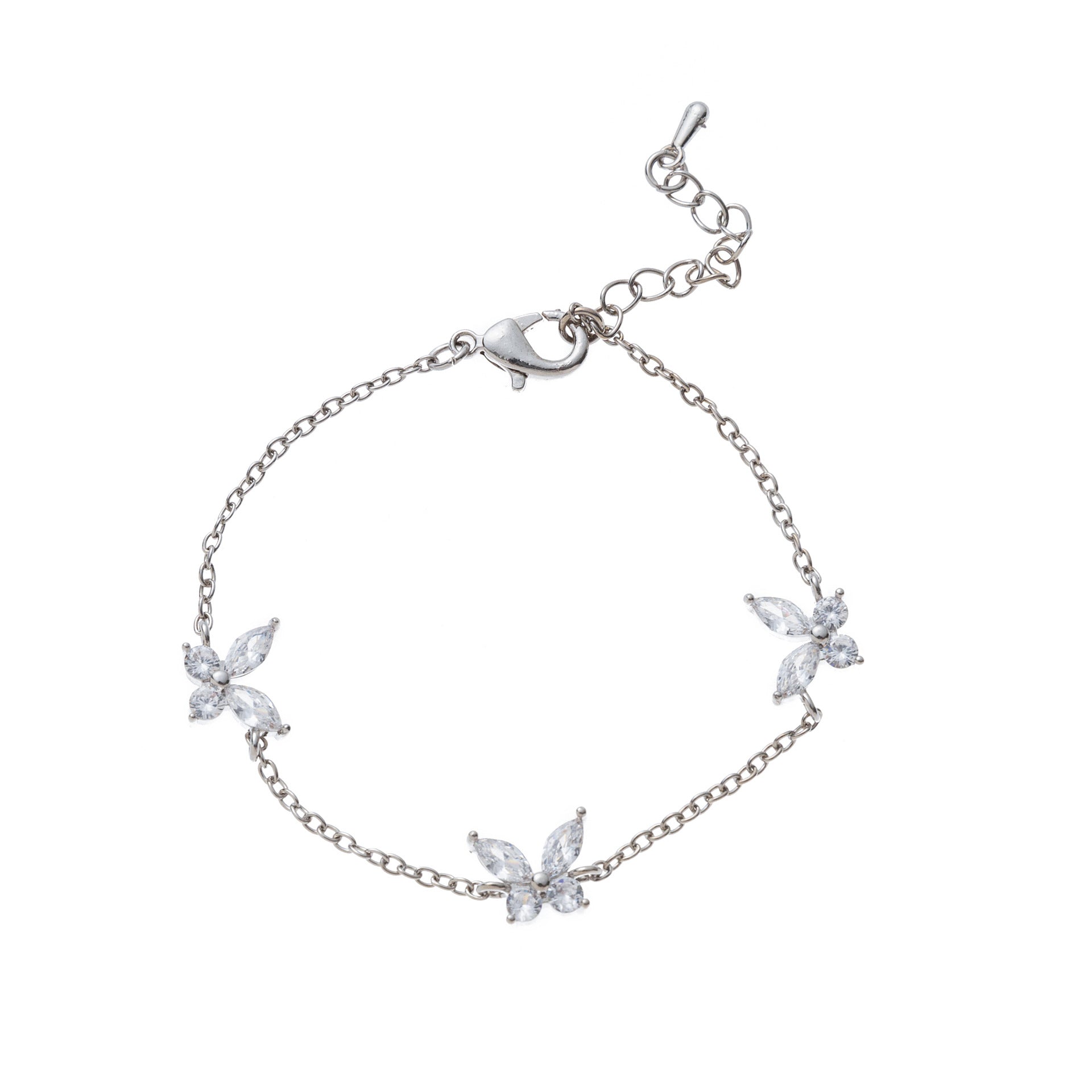 Wholesale Cute  Heart Zircon Butterfly Knot Copper Plastic Bracelet