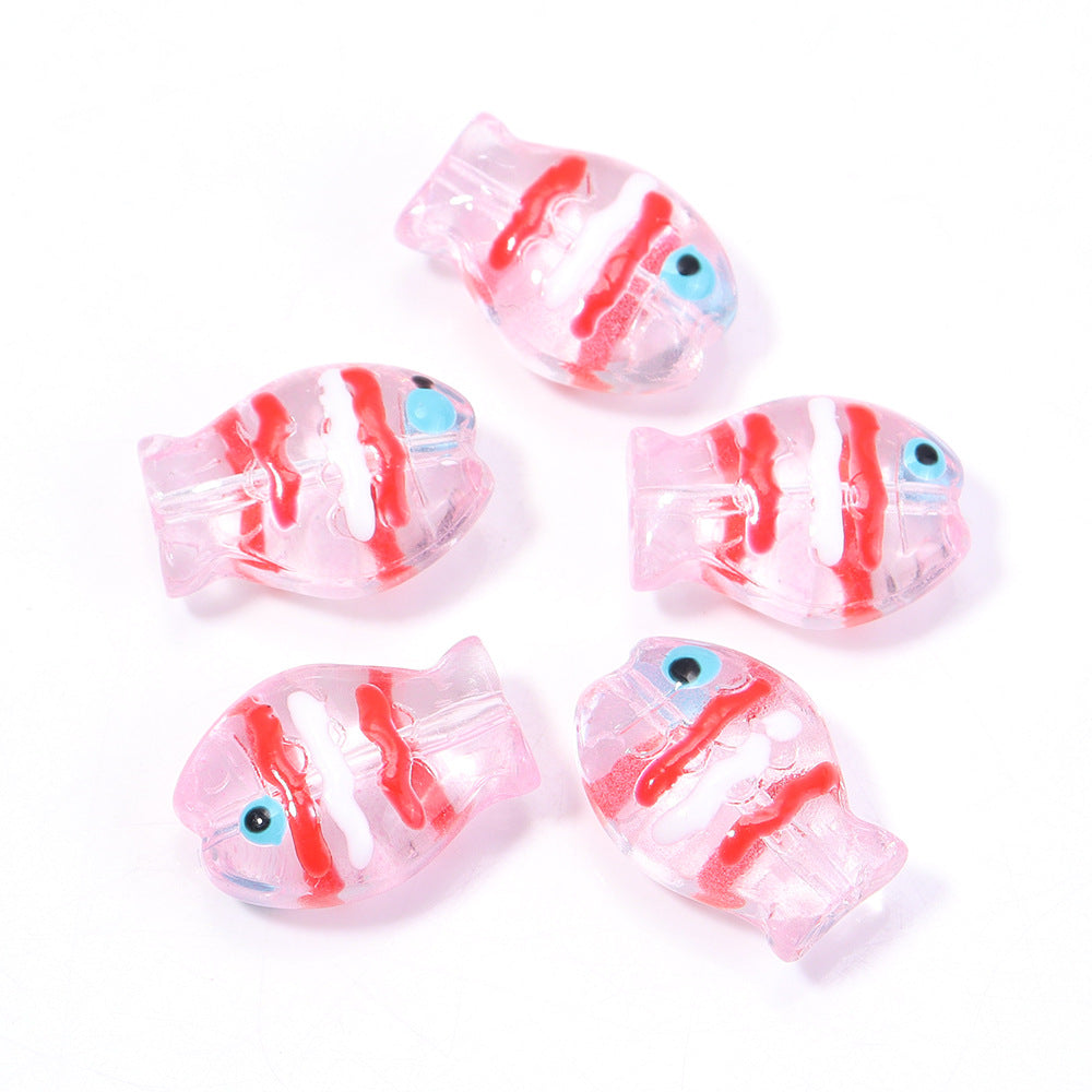 Wholesale 10pcs Ocean Cute Glass Hand-Painted Fish Beads