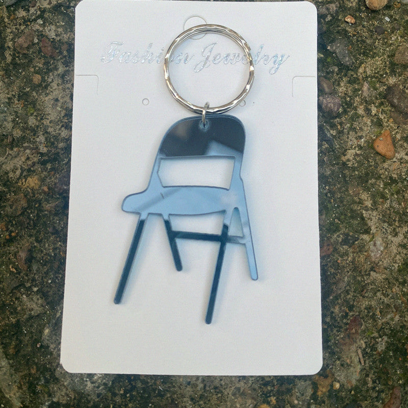 Wholesale Acrylic Leopard Print Mirror Mini Simulation Chair Keychain