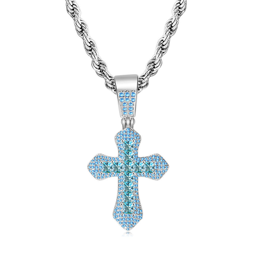 Collares de cobre colgante de circón cuadrado de color cuadrado al por mayor