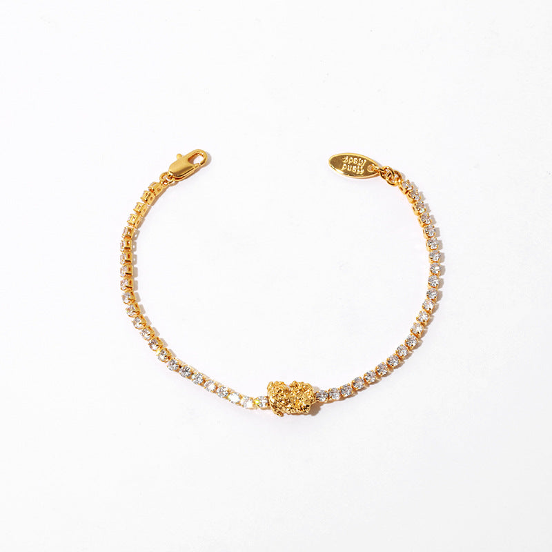 Wholesale brass thick gold plated zircon vintage bracelet