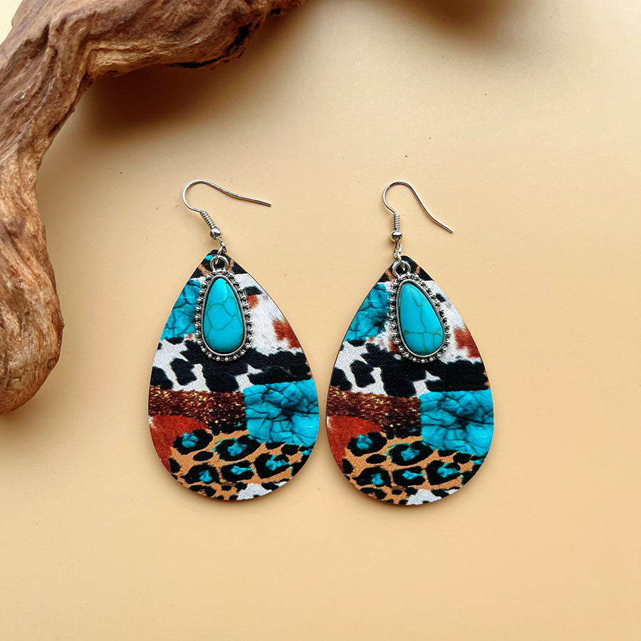 Wholesale Turquoise Pendant Retro Ethnic Style Fashion Bohemian Earrings