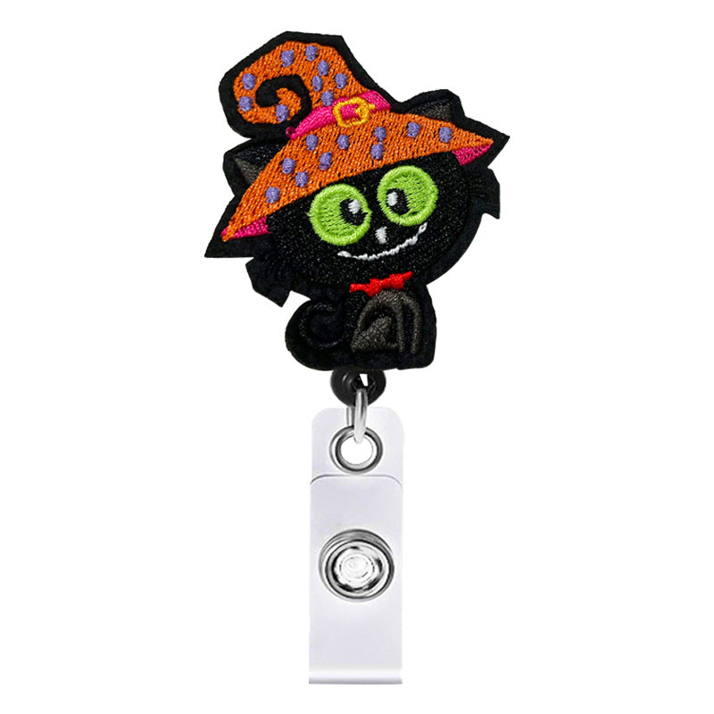 Wholesale Badge Reels Halloween Cartoon Felt Retractable Keychain