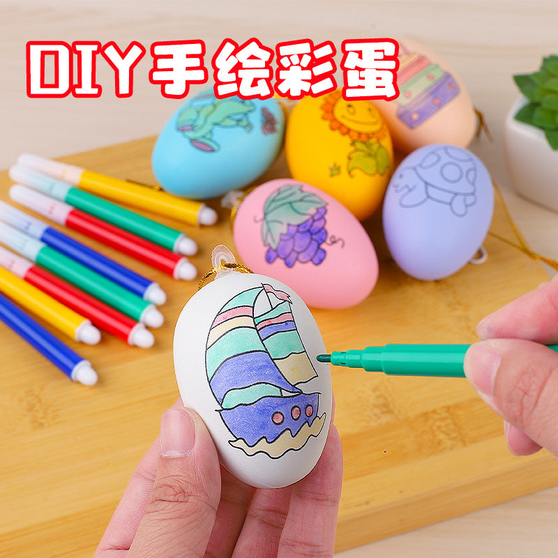 Wholesale Cartoon DIY painting Easter eggs Children's Day educational toys handmade graffiti Easter eggs simulation egg shell