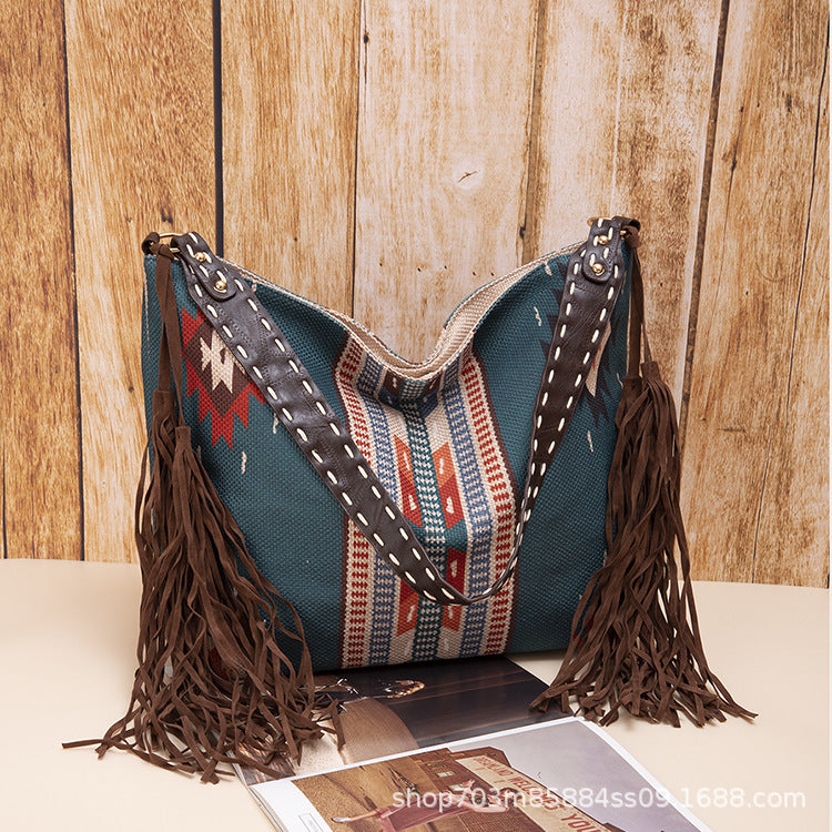 Wholesale Aztec Flowing Cotton and Hemp Canvas Handheld Shoulder Bag
