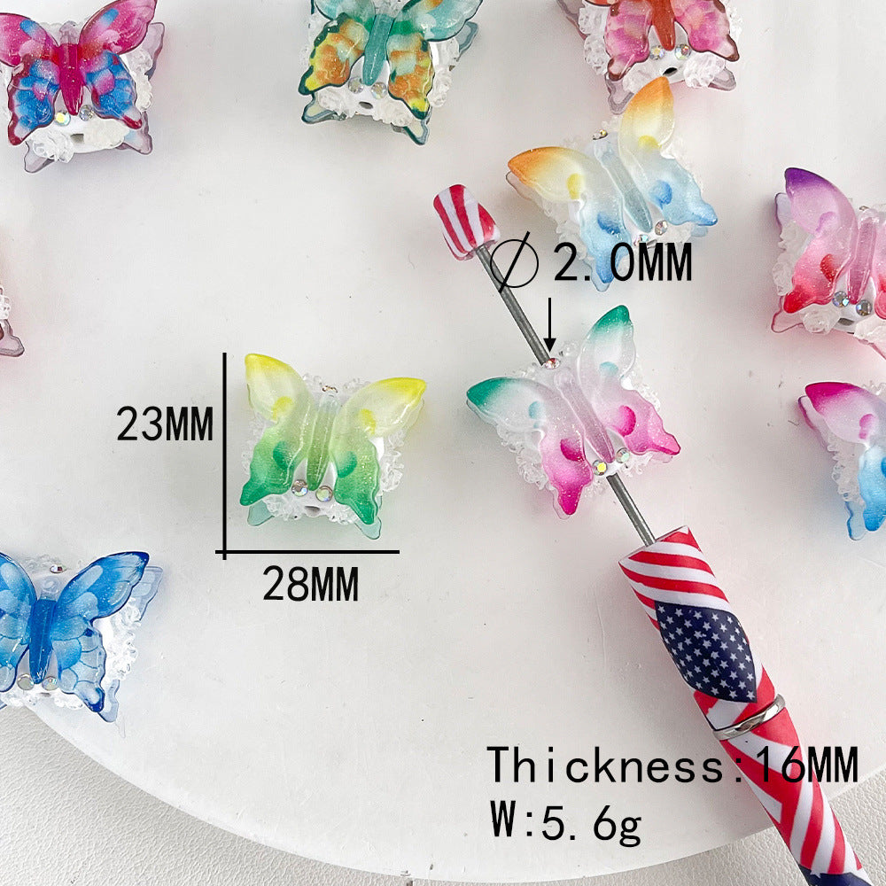 Wholesale 20pcs Simulated Colorful Butterfly Focal Beads