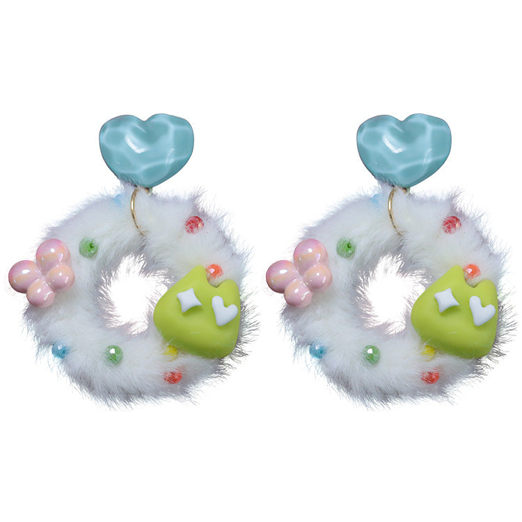 Wholesale Autumn and Winter Plush Love Ear Clip Earrings