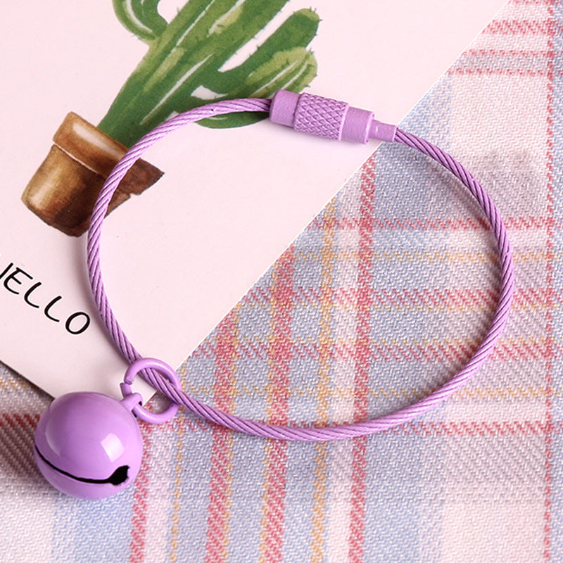 Wholesale Stainless Steel Wire Rope Candy Color Small Bell Paint Keychain