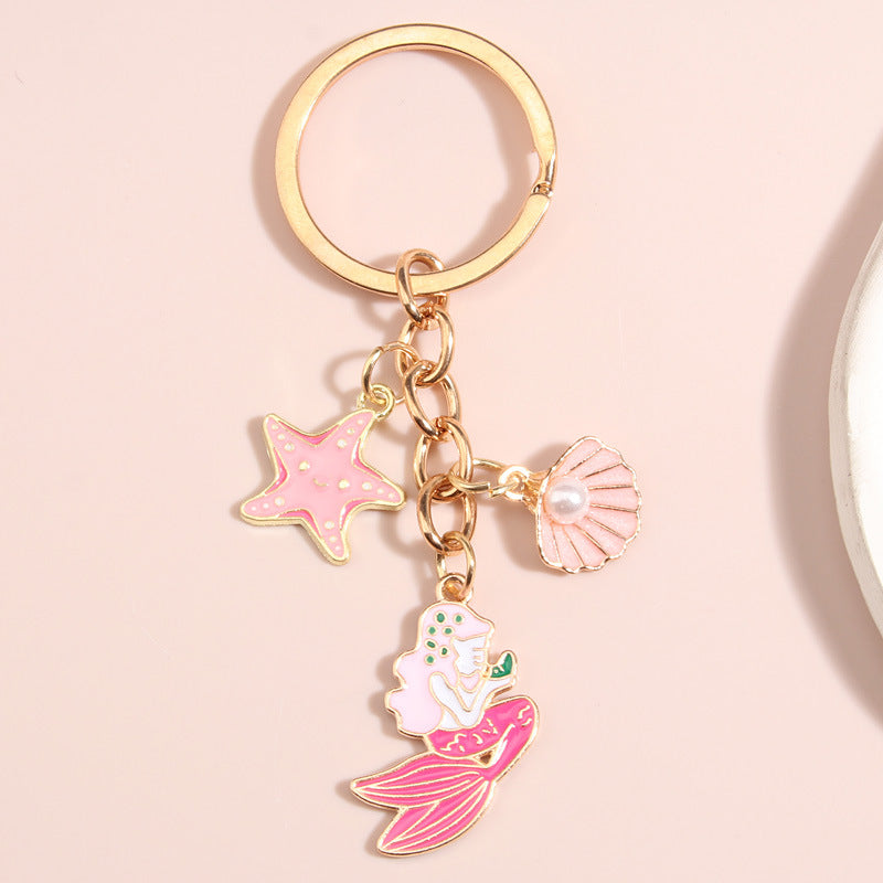 Wholesale Shell Starfish Alloy Drip Oil Keychain