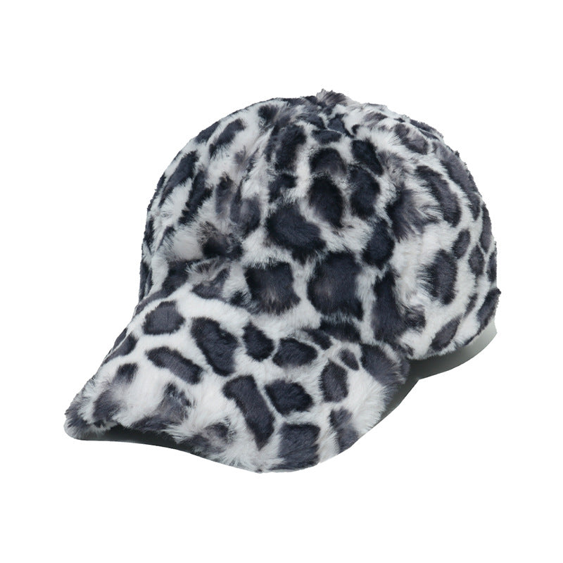 Wholesale Faux Rabbit Fur Leopard Plush Baseball Cap