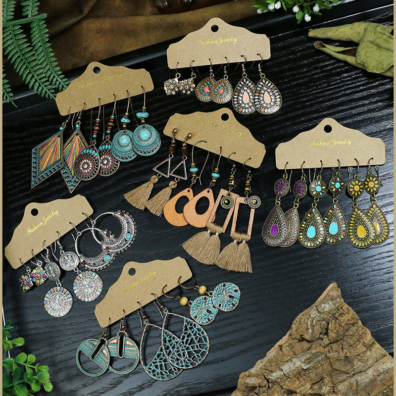 Wholesale Bohemian Colorful Tassel Drop Earrings Retro Alloy Electroplated Women S Fashion Jewelry Gift