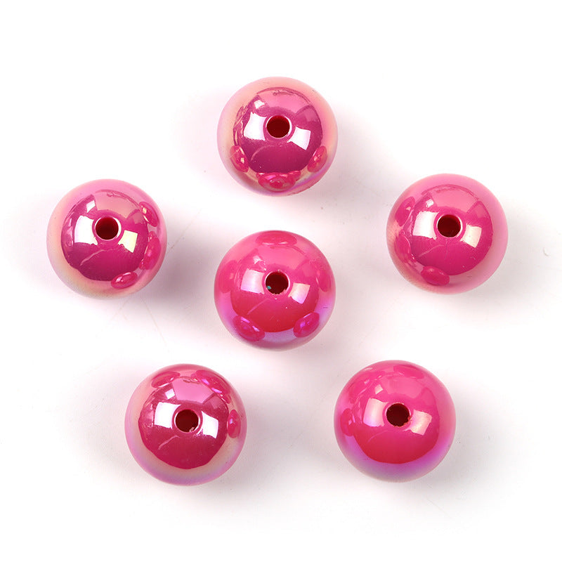 Wholesale 100pcs UV color plated solid color round beads 16mm acrylic beads